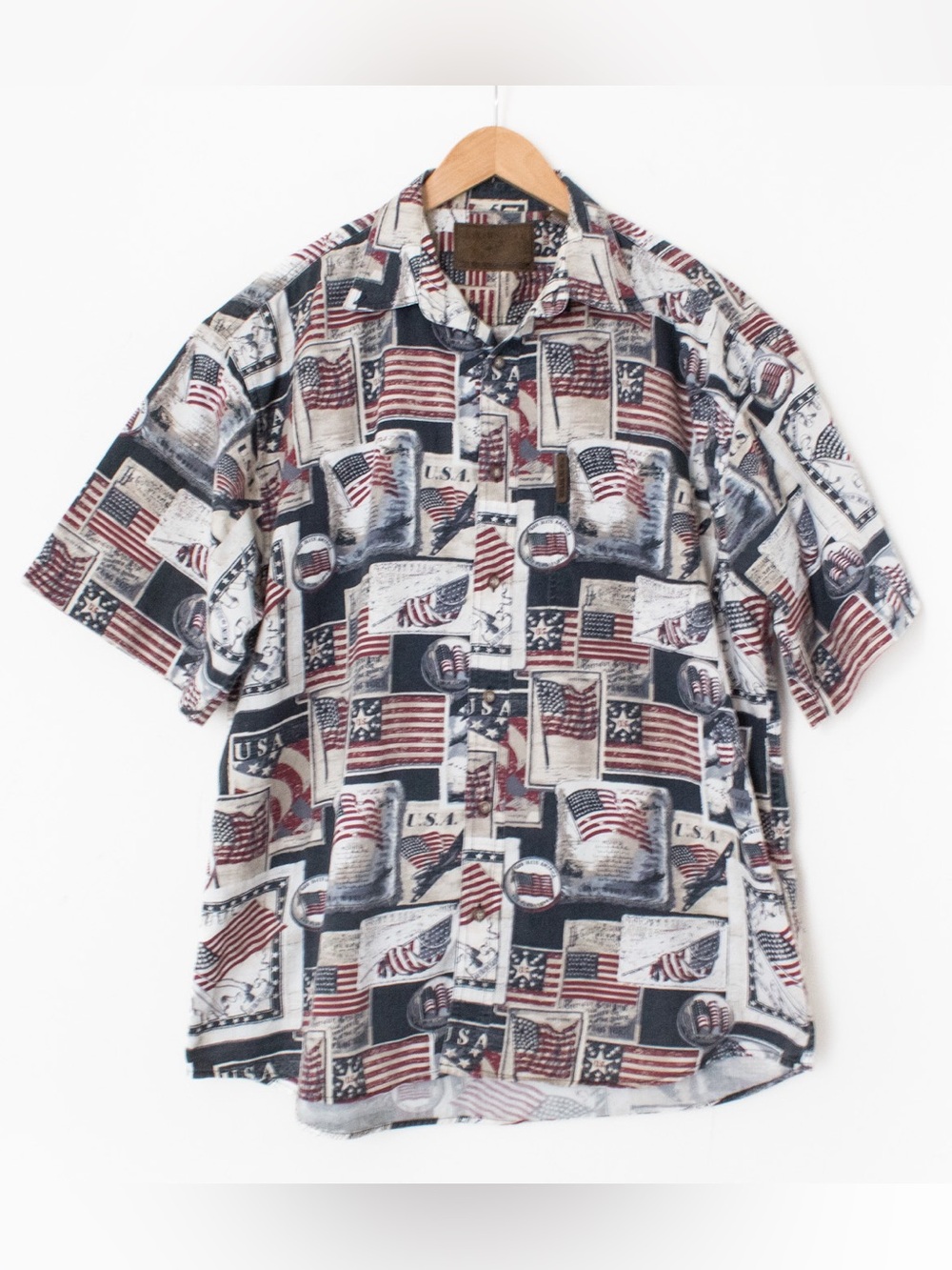 North River | Vintage 00’s American Flag Patriotic Button Down Shirt | Size L